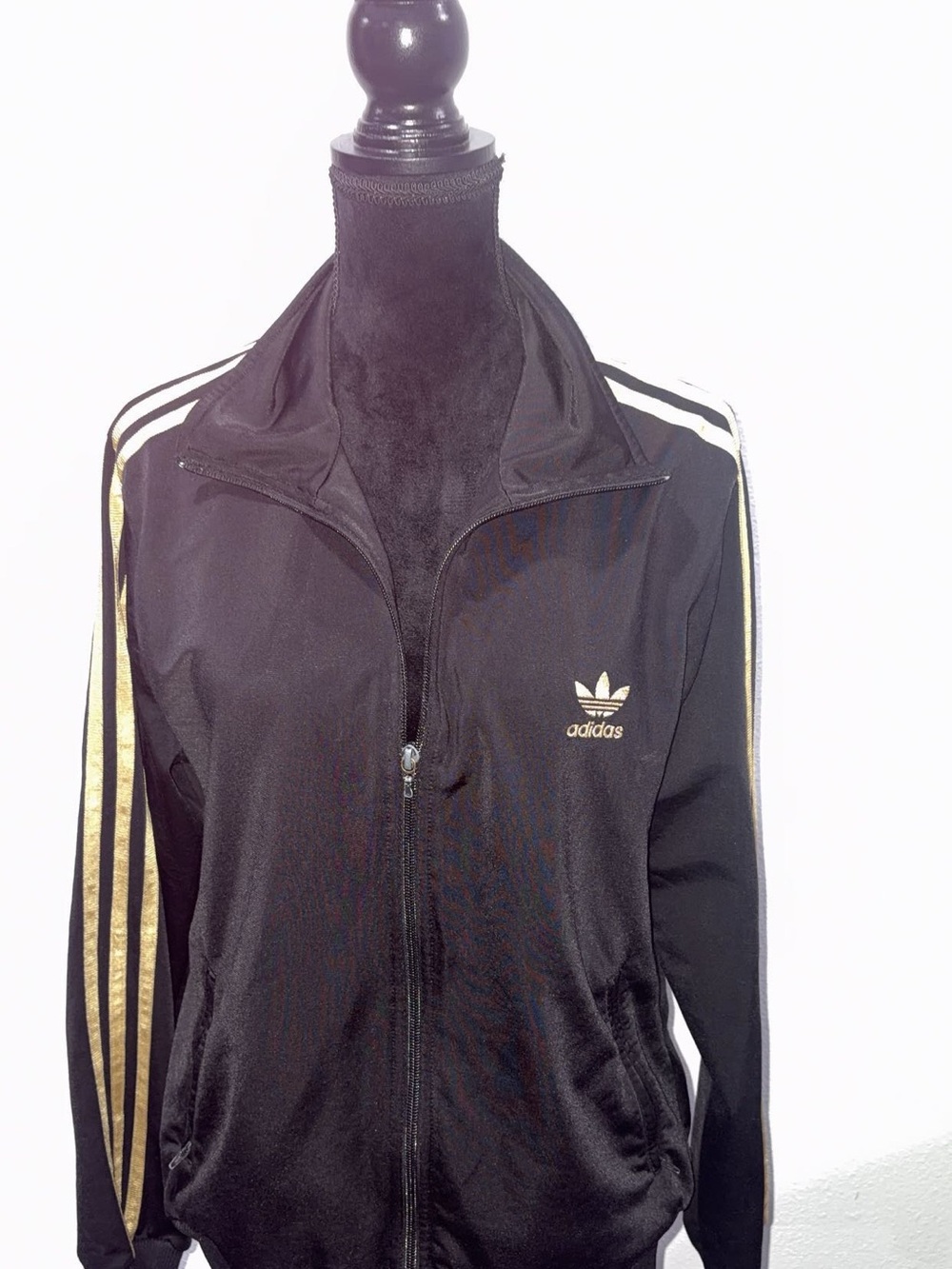 adidas Black Jacket with Gold Stripes